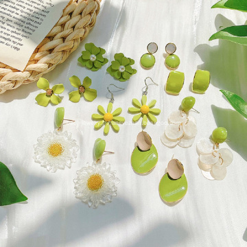 Avocat vert fleur boucles d&#39;oreilles série frais mignon été boucle d&#39;oreille bijoux Design créatif femmes acrylique boucle d&#39;oreille cadeaux